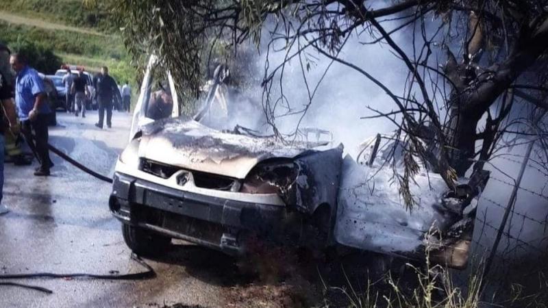  قصف الاحتلال سيارة  في جنوب لبنان وقد انتشرت مشاهد السيارة وقد اندلعت فيها النيران- إكس