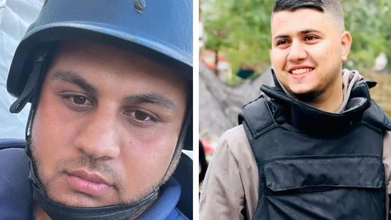 استشهاد الصحافيين حمزة وائل الدحدوح ومصطفى ثريا في قصف إسرائيلي