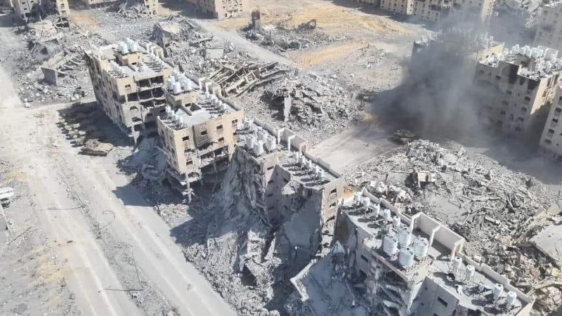 آثار الدمار الذي لحق بمدينة حمد في غزة جراء العداون الإسرائيلي