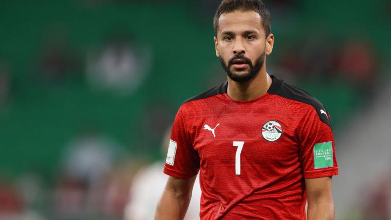 أحمد رفعت بقميص منتخب مصر خلال بطولة كأس العرب في قطر عام 2021